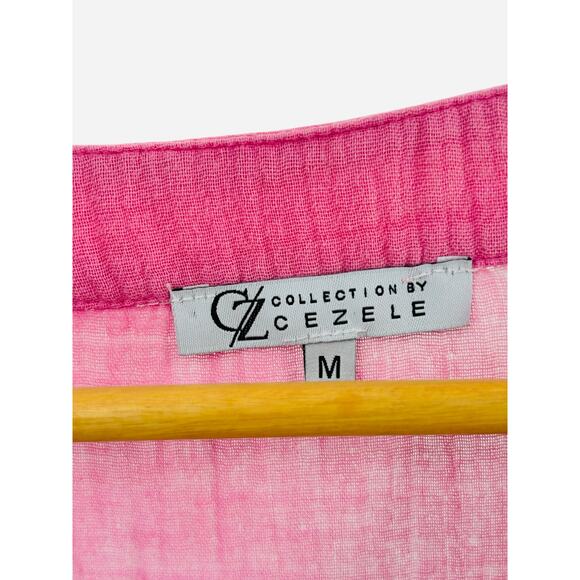 CZ Collection Cezele Pink White‎ Tie Dye Babydoll Dress Medium Boho Cottagecore - Picture 7 of 8